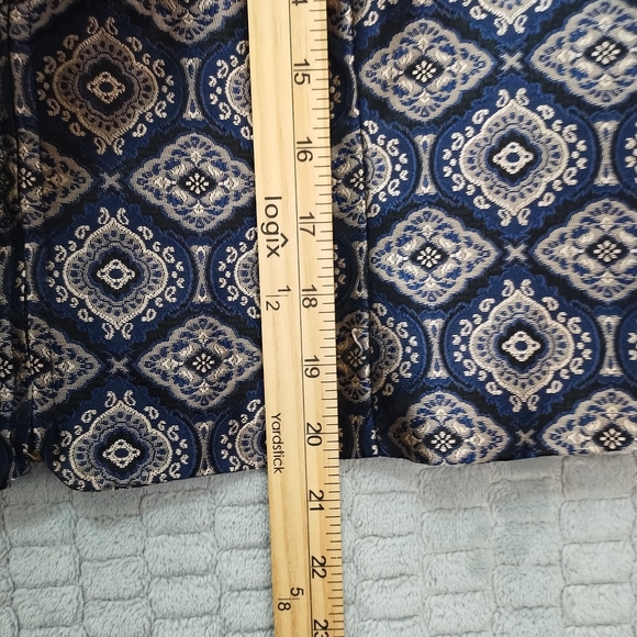 Vintage-Navy & Gold Tapestry Brocade Crop Vest/Waistcoat-Jacquard--Academia - Picture 9 of 9